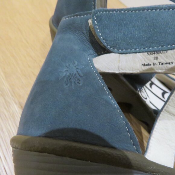 FLY LONDON Piat Wedge Suede Sandals in Forest Green Grunge Edgy Boho 7.5 - 8 - Picture 11 of 14